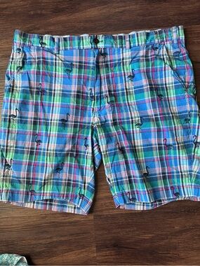 Polo Golf Ralph Lauren Shorts Mens Blue Plaid Size 40 Flamingo Classic Fit AOP